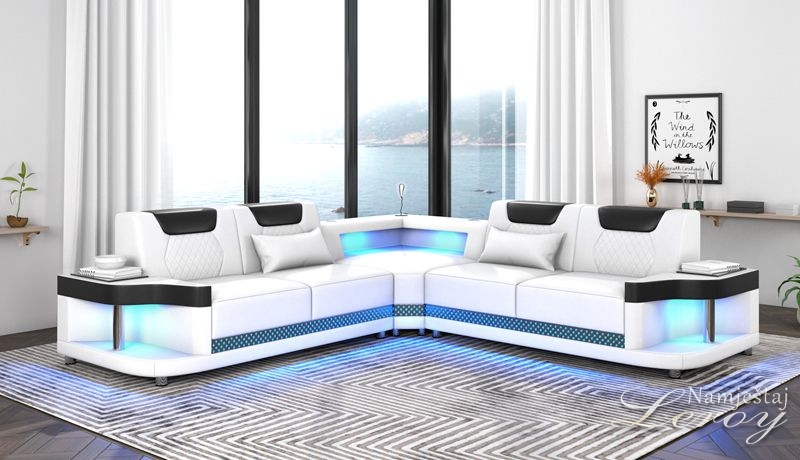 kožna kutna sjedeća garnitura Lina