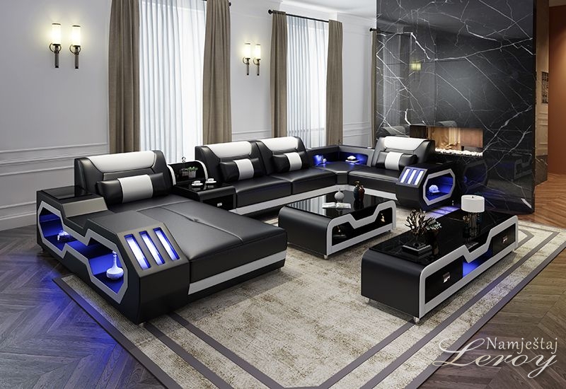 kutna sjedeća garnitura s ležajem Leroy