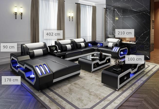 dimenzije kutna sjedeća garnitura s ležajem Leroy