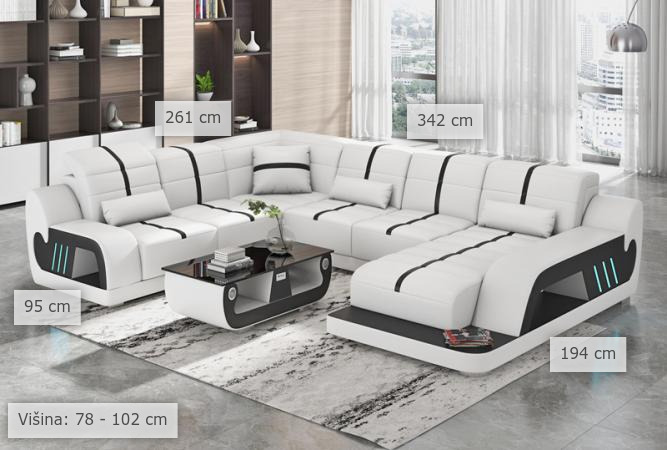 dimenzije kutna sjedeća garnitura s ležajem .Dina