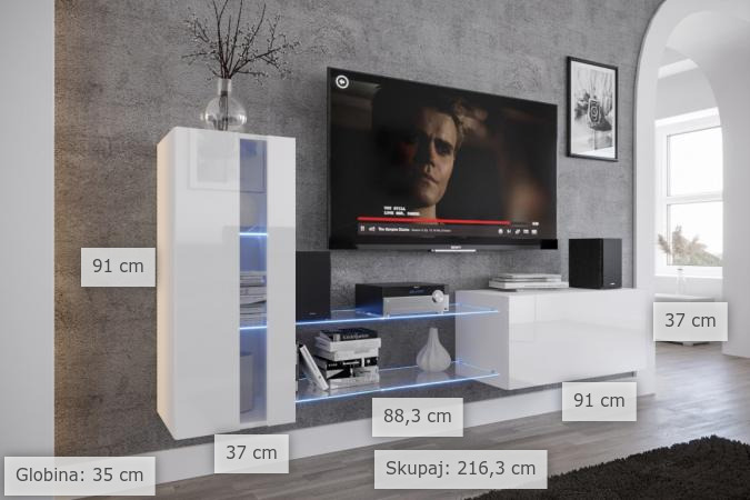 dimenzije regal za dnevni boravak Ajun