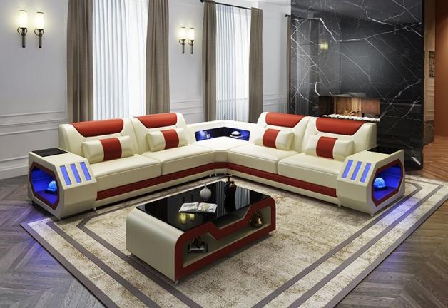 kožna kutna sjedeća garnitura Leroy