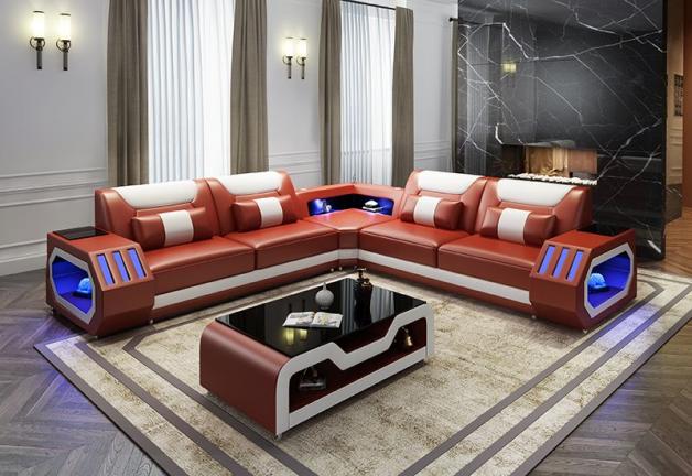 kožna kutna sjedeća garnitura Leroy