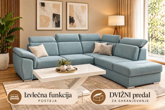 kožna kutna sjedeća garnitura Smart